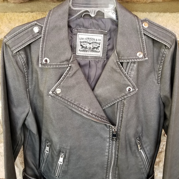 Levi's Faux Leather Moto Motorcycle Jacket Large - Picture 2 of 8